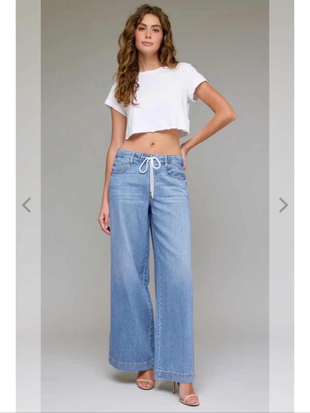 Hidden Wide Leg Drawstring Waist Light Blue Denim Women’s Jeans Size 31 NWOT